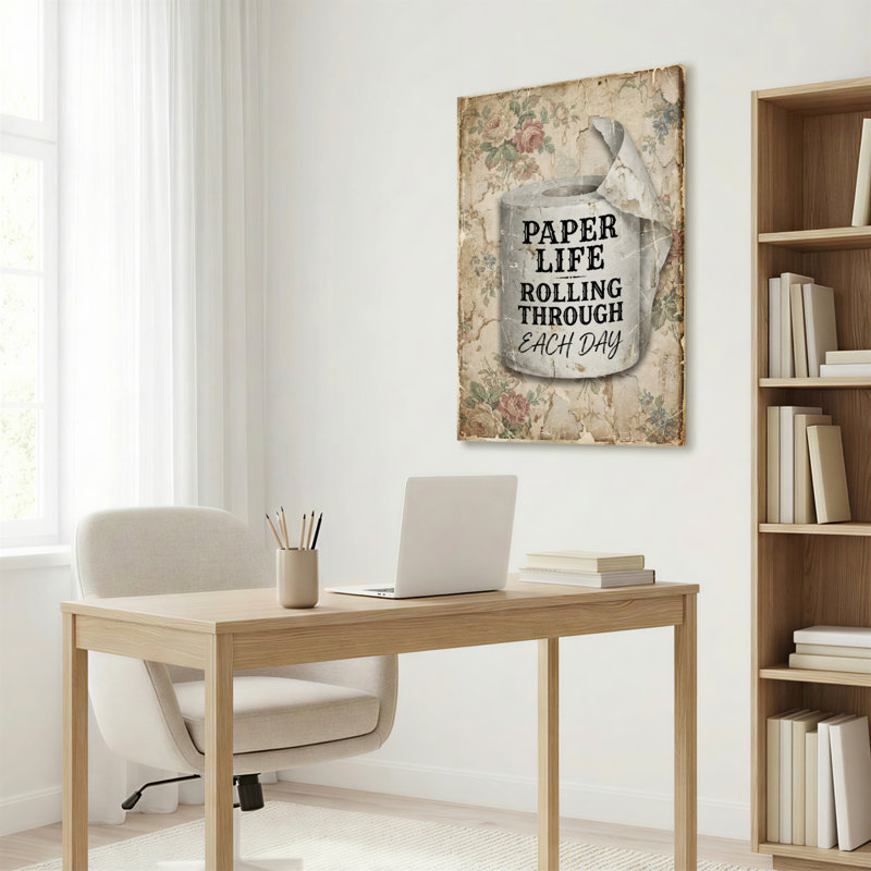 Tableau mural vintage floral sur toile, représentant la vie en papier qui s'écoule chaque jour (lot de 1), H 30 po x l 20 po