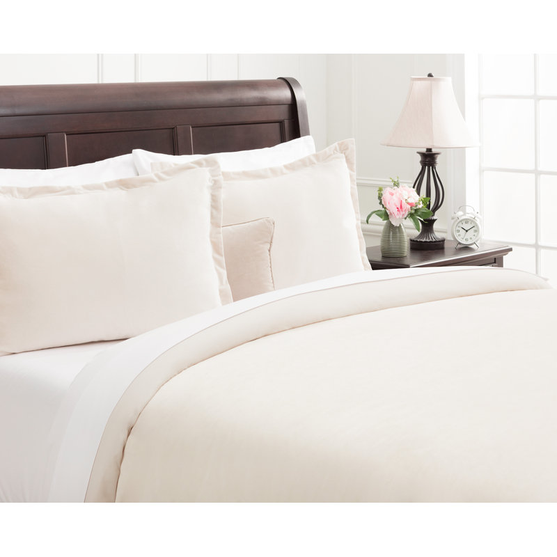 Chanasya Velvet Duvet Reversible Duvet Cover Set, King Duvet Cover + 2 Shams and 2 Pillowcases, Ivory