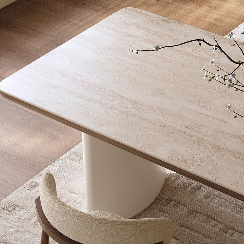 Table de salle à manger de style crème, table de salle à manger en bois massif, H 29,5 po x L 70,8 po x l 31,4 po