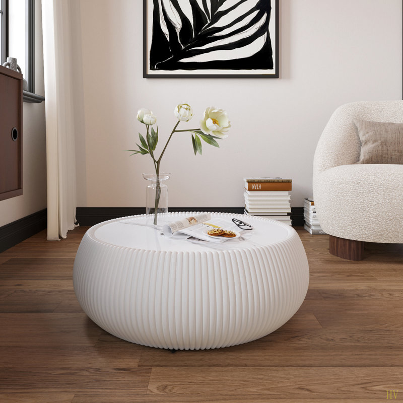 Table basse moderne en marbre avec dessus tambour en cuir pour meubles de salon, Gris clair
