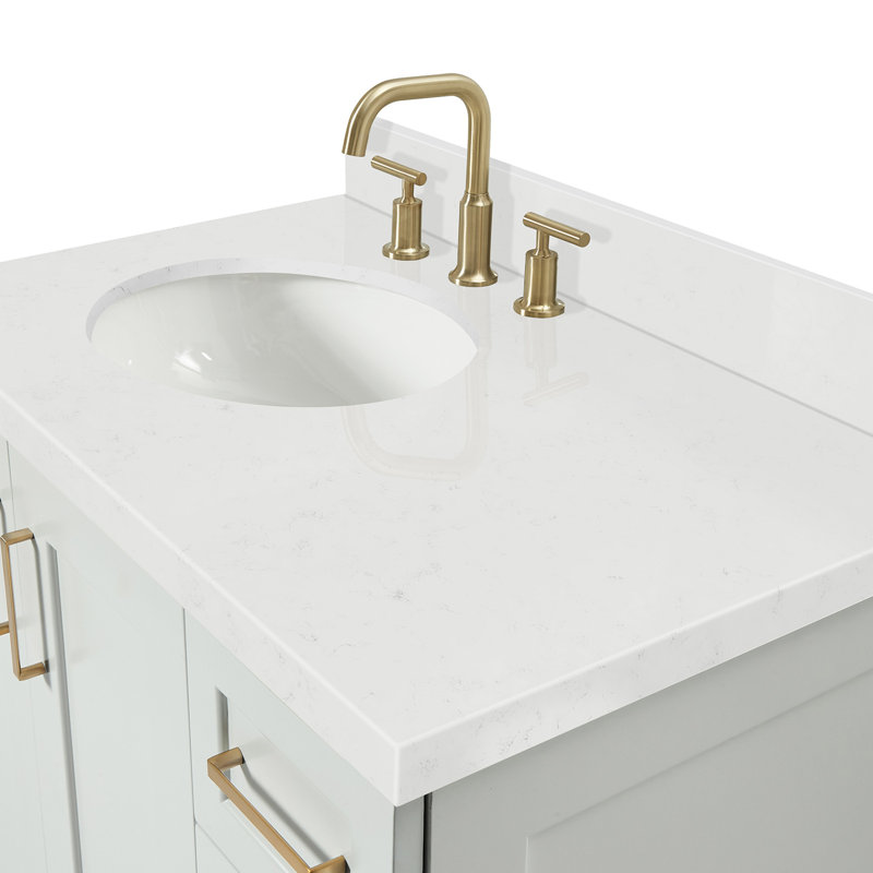 37 IN.  Single Bathroom Vanity, Left, Oval, White