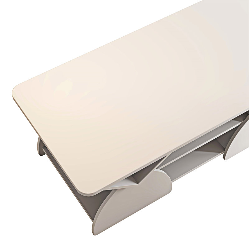 Table basse en bois avec tablette, Blanc, Blanc