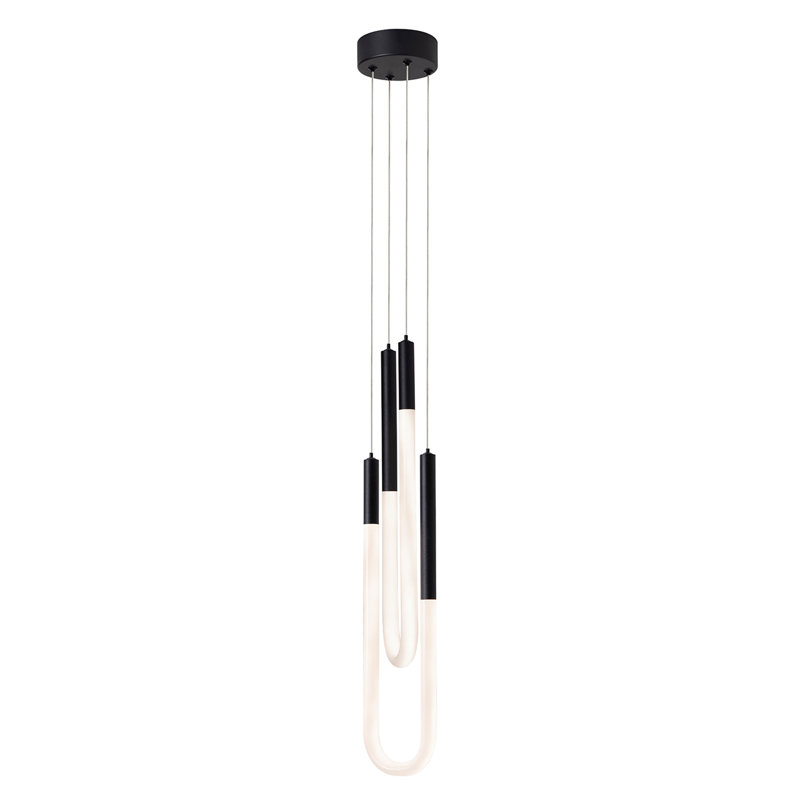 Luminaire suspendu double DEL Adel, Noir, noir, noir, noir