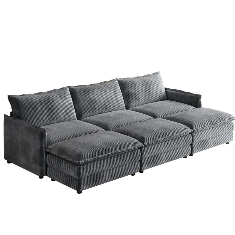 Fauteuil inclinable surdimensionné en velours côtelé profond pour une sensation luxueuse et un confort de qualité, Gris