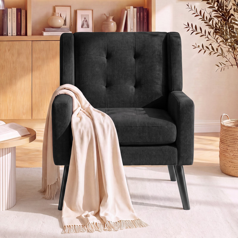 Fauteuil d'appoint Bolanle, Lin noir