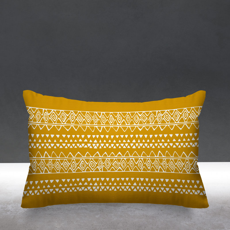 Titi Geometric Outdoor Reversible Throw Pillow, Mustard