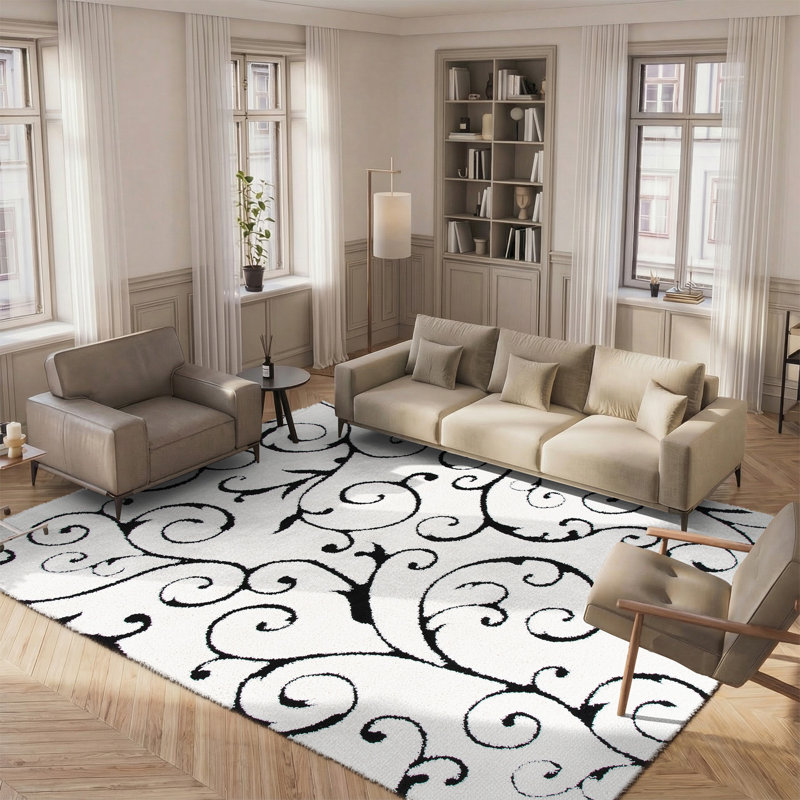 Tapis ivoire à poils longs Chanhassen, Rectangle 8 pi x 10 pi