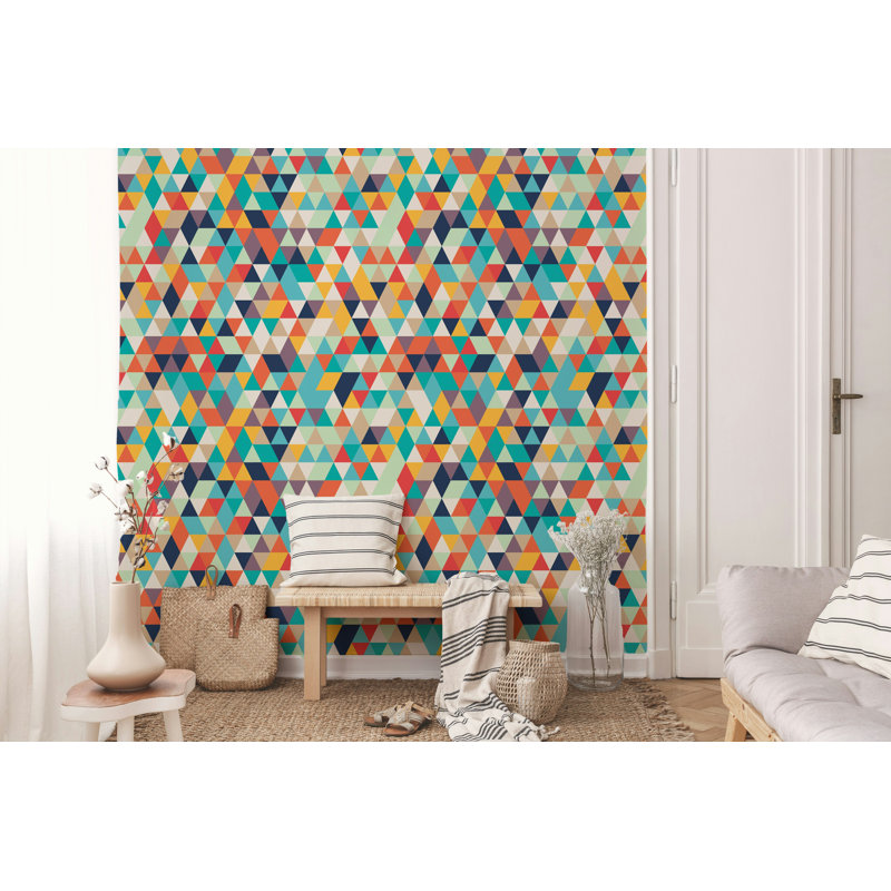 Colorful Triangle Geometric Pattern Wallpaper, 106" L x 187" W