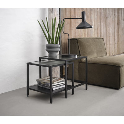 Glass Nesting Tables with Storage