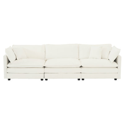 U-shaped Sectional With Reversible Footrest, 5 White Living Room Couch 2 Ottomans, 5, Style