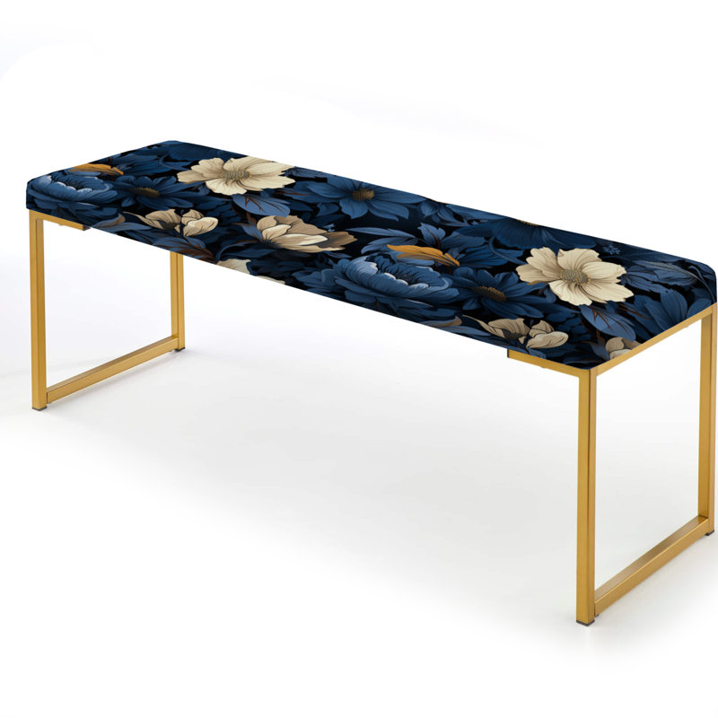 Banc rembourré or, Nightfall Dark Blue And White Floral Pattern