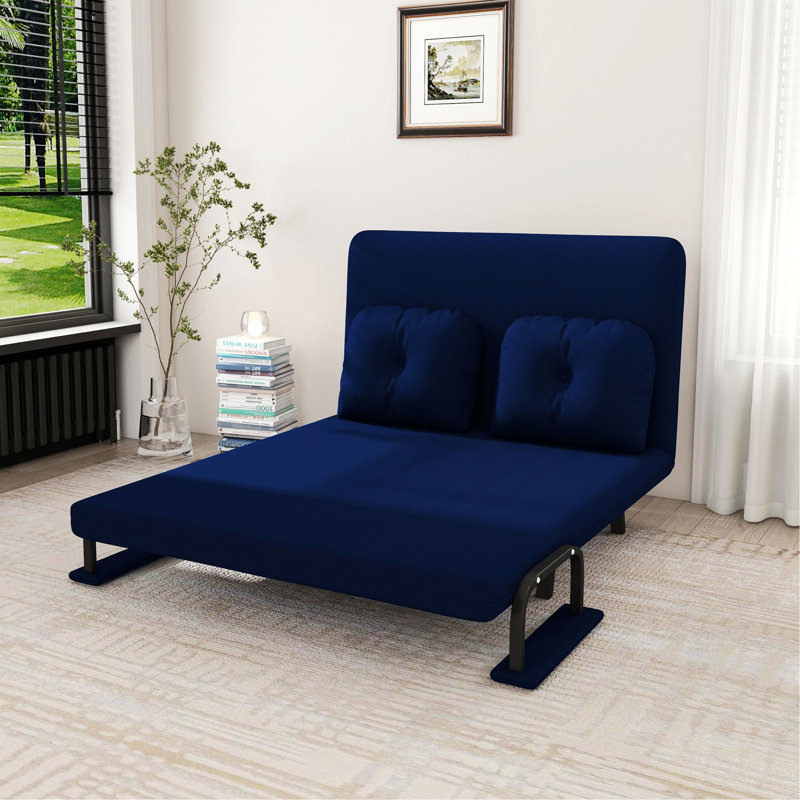 Canapé-lit convertible avec dossier réglable et coussin pour les espaces de vie, Bleu