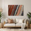 Art mural horizontal rayé en terre cuite gris clair et métal gris-2008971384