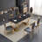 70" Faux Marble Top Metal Base Dining Table-93234939-93234938