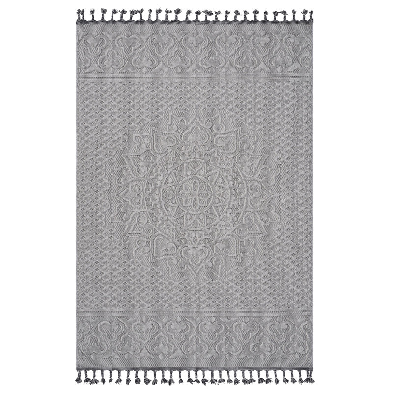 Tapis intérieur / extérieur 5X7 blanc / ivoire / médaillon, Ivory
