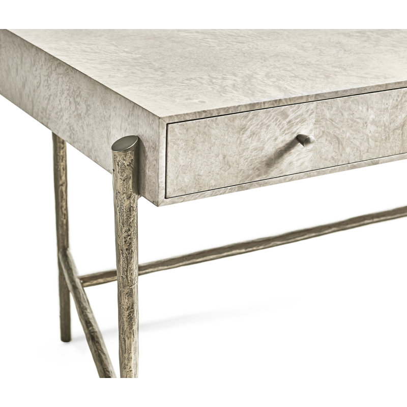Water Solid Wood Top Metal Base Writing Desk