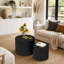 Ensemble de 2 tables basses gigognes, table basse ronde moderne avec pieds antidérapants, table d'appoint en bois pour salon, chambre à coucher, bureau, balcon, terrasse, petit espace, sans assemblage, noir mat