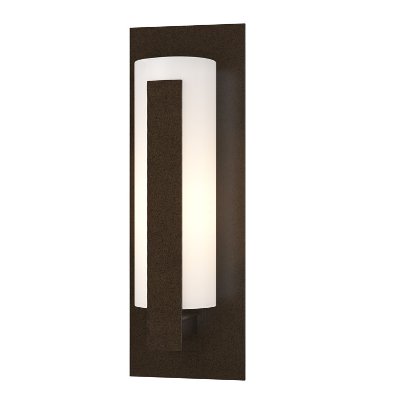 Forged Vertical Bar 1 - Bulb Outdoor Flush Mount, Natural lron, Opal, 15" H X 5"  W X 4.1" D