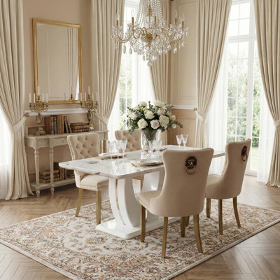 Ensemble de salle à manger rectangulaire moderne 5 pièces avec chaises rembourrées 63 "Modern