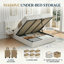 Lit plateforme de rangement capitonné en velours, style glamour contemporain, King, couleur crème-36105249-36105279