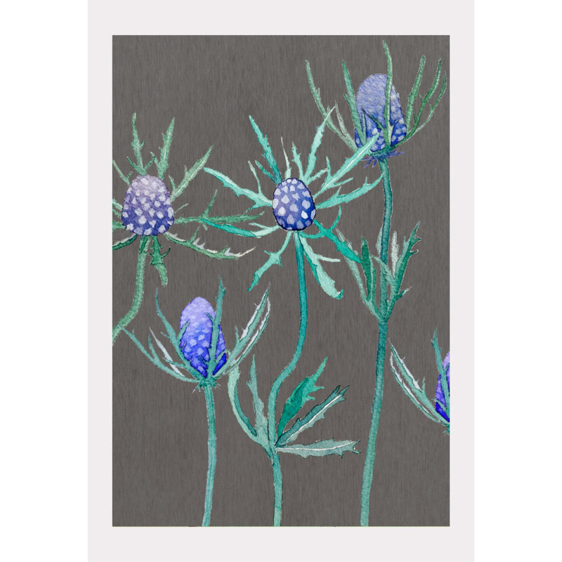 Purple Thistle Print by Jessica Hollander, 22" H x 17" W x 0.1" D, Gray