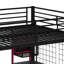 Lit mezzanine double en métal avec bureau intégré et garde-robe