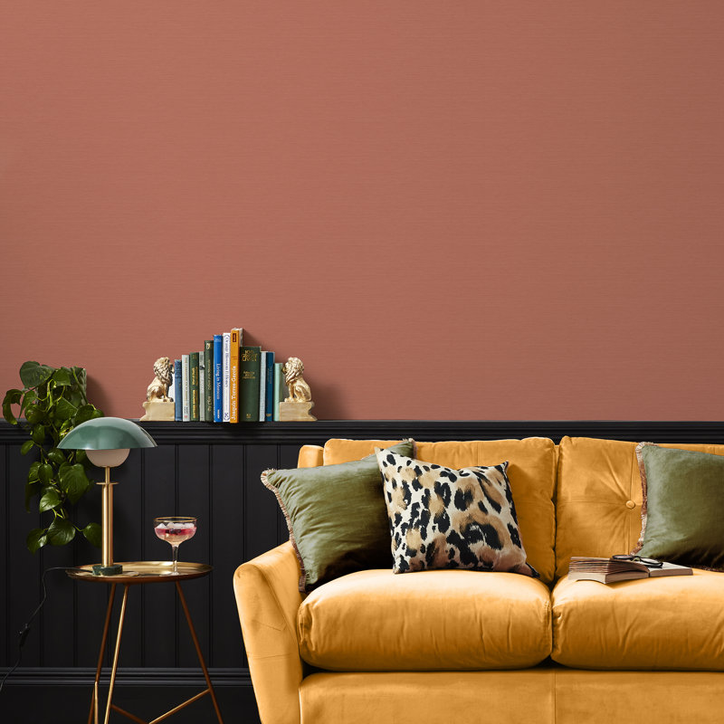 Envy Stitch Please Textured Plain Wallpaper, Orange