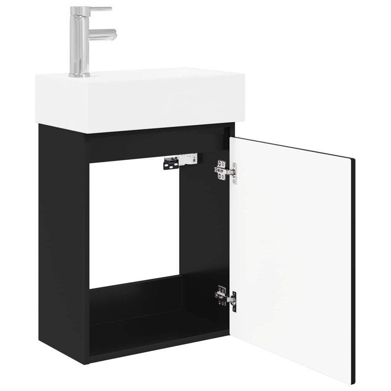 Single Bathroom Vanity with Ceramic Basin, Black