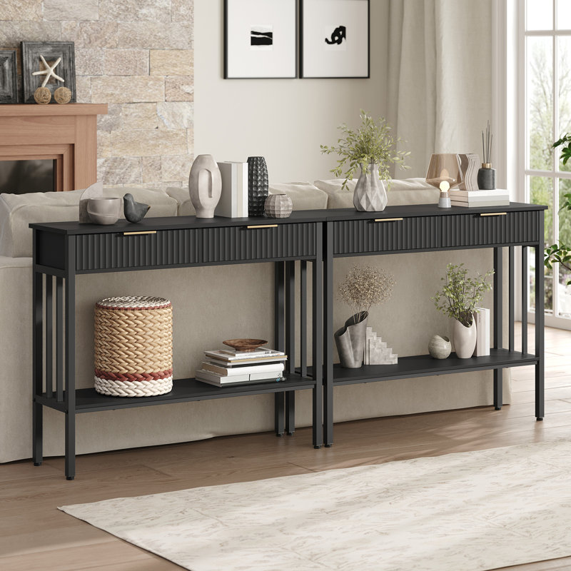 Olague 39.4" Console Table with Storage, Black