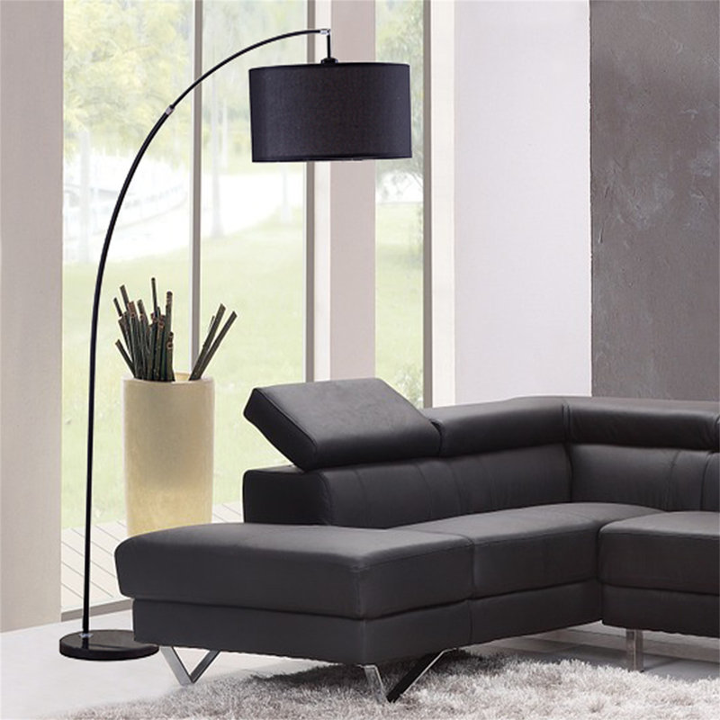 78" Black Arch Floor Lamp with KD Shade – Sleek, Contemporary Lighting for Any Room, Black, Black