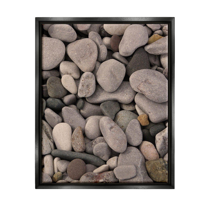 «Divers Beach Pebbles Composition Floater» par Lil 'Rue, H 21 po x l 17 po x P 1,7 po, Cadre flottant noir de jais