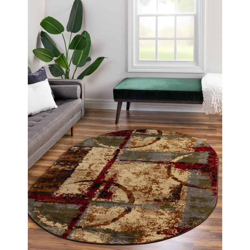 Adetomiwa Geometric Indoor Rug, Oval 5'3" x 8'