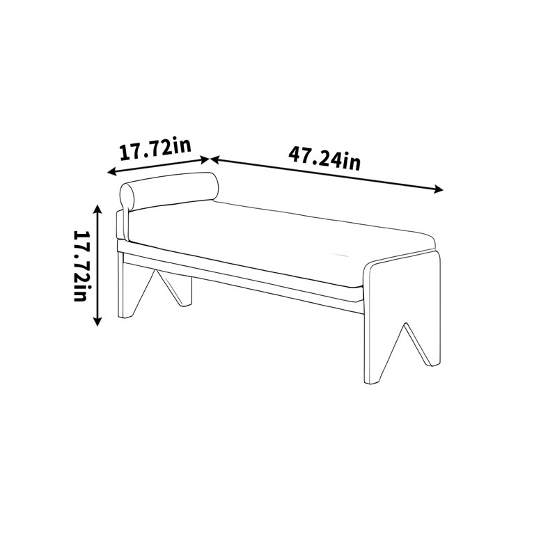 Banc de vestiaire en bois massif, H 17,72 po x l 47,24 po x P 17,72 po