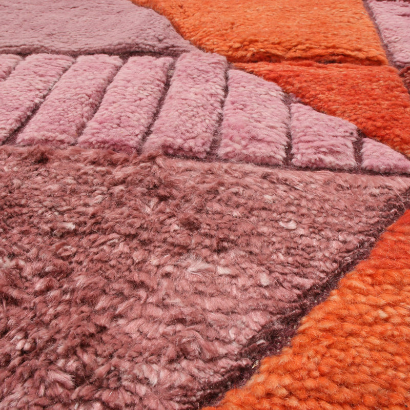 Hand Knotted Wool Geometric Area Rug, Rectangle 10' x 14'