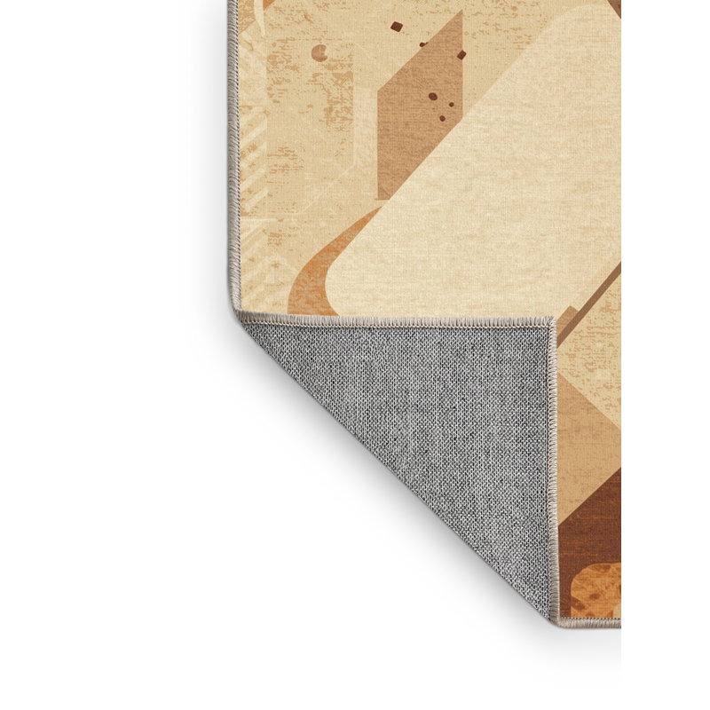 Machine Washable Elkton Popsicle Modern Abstract Rug in Beige – Beige Binding, 4x6