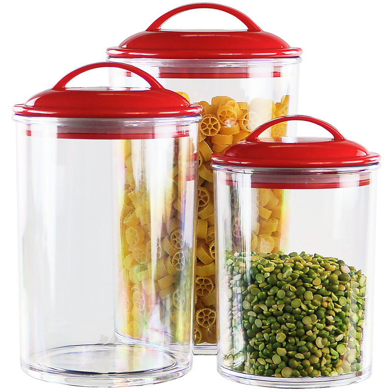 Ensemble de 3 contenants de rangement en acrylique Calypso Basics par Reston Lloyd, Rouge