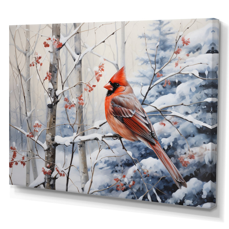 Canada, cardinal rouge, Winter Wonderland I, reproduction d'art sur toile, H 16 po x l 32 po x P 1 po, Toile tendue