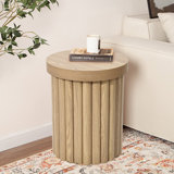 Carnegia Compact Fluted Round Side Table – Mid-Century Modern Style