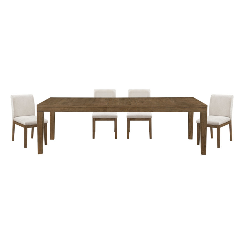Ensemble de salle à manger brun 5 pièces avec grande table et chaises rembourrées