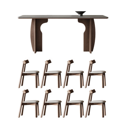 Modern simple grey rock slab dining table set
