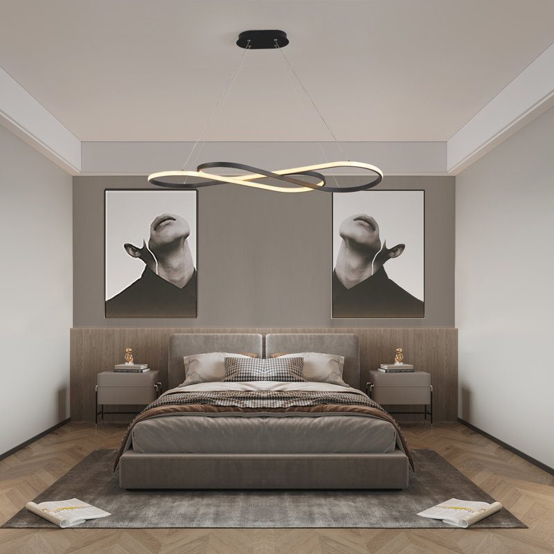 Luminaire suspendu à intensité variable moderne à DEL avec hauteur réglable