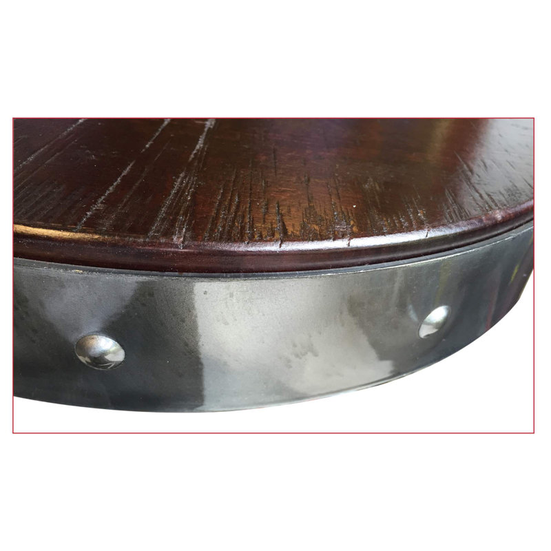 Industrial Adjustable Stool, Wood- Dark Cherry, Clear Coat