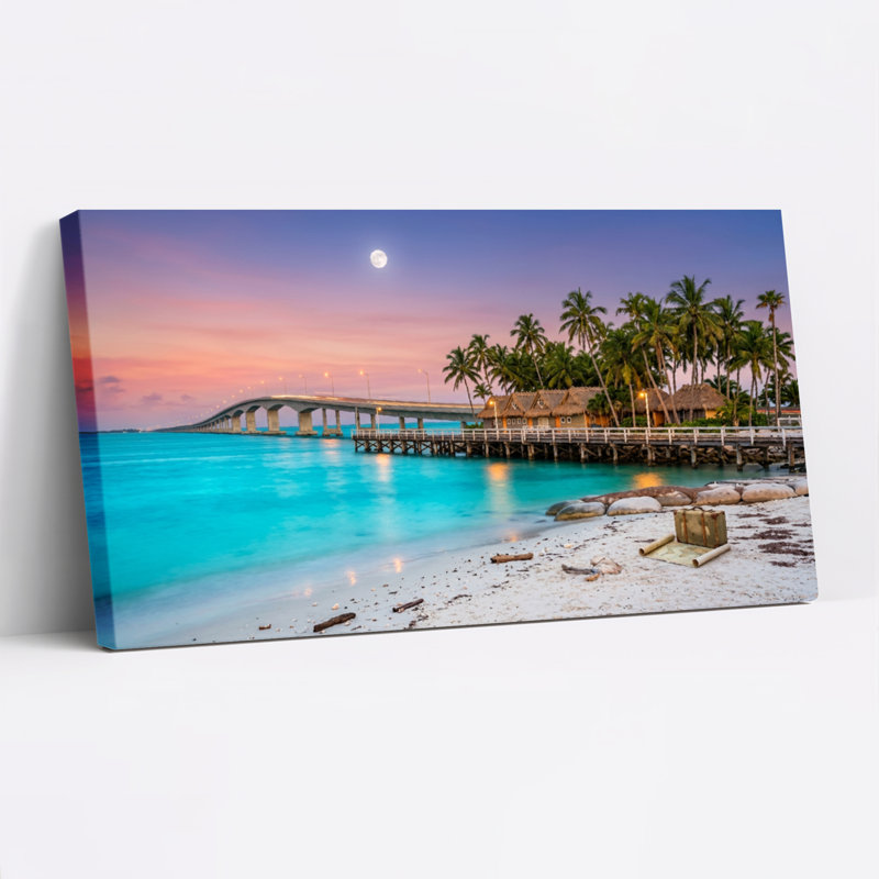 Ensemble de 1 tableau sur toile « Coucher de soleil tropical », 32“W x 16”H, Wrapped Canvas