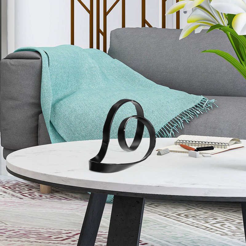 8.1" Contemporary Abstract Metal Knot Decorative Figurine&Sculpture Table Decor, Black