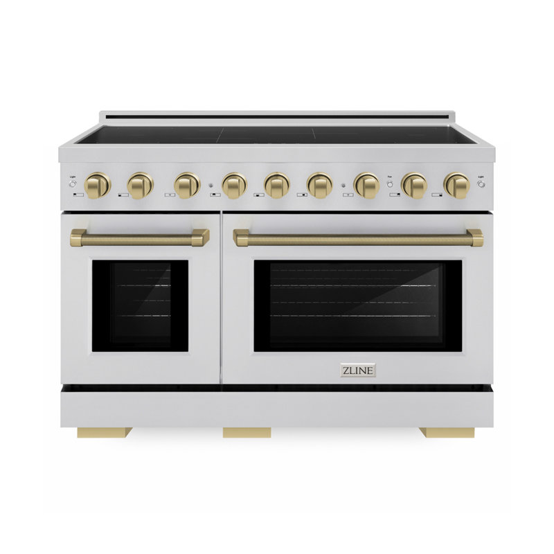 ZLINE Autograph 48 in. 7 Element Paramount Induction Range with Champagne Bronze Helix Handles