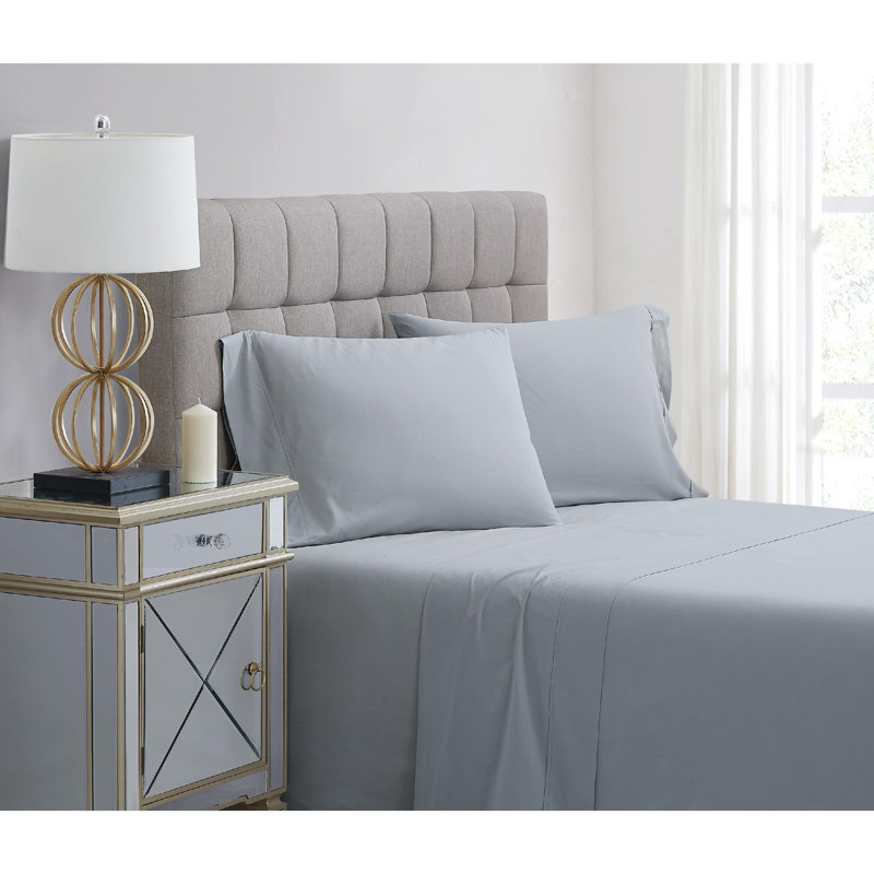 Twin Gray Cotton Percale Deep Pocket Sheet Set