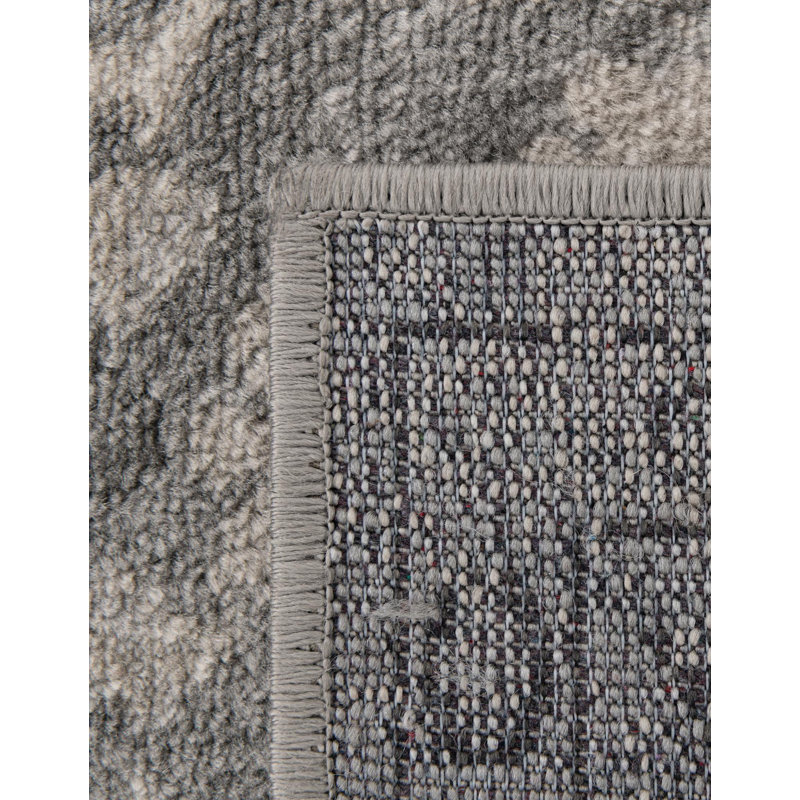 Burrill Abstract Gray Area Rug, Square 5'3"
