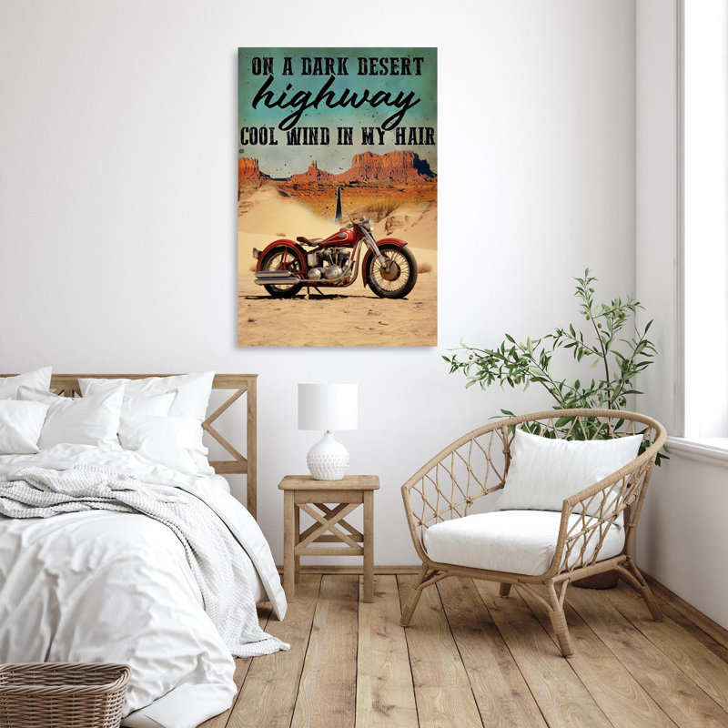 «Motor On A Dark Desert Highway», reproduction d'art graphique sur toile tendue, H 36 po x l 24 po x P 1,25 po