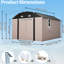 Remise de rangement extérieure en acier galvanisé brun de 1012 pi avec cadre de plancher pour une utilisation intensive, avec construction résistante aux intempéries, grande ouverture de porte, fenêtres transparentes, loquet et évents pour une chaleur efficace-130040903