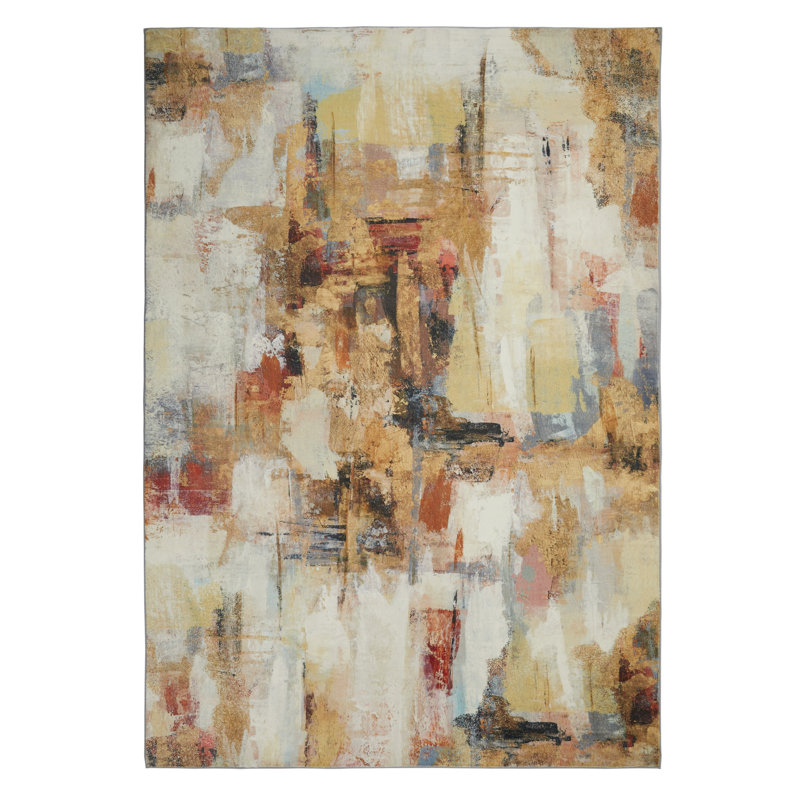 Lux Abstract Ultra soft Stain Guarded Beige Multicolour Area Rug, Rectangle 160 x 230cm